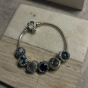 Brand new pandora charm bracelet + 6 charms